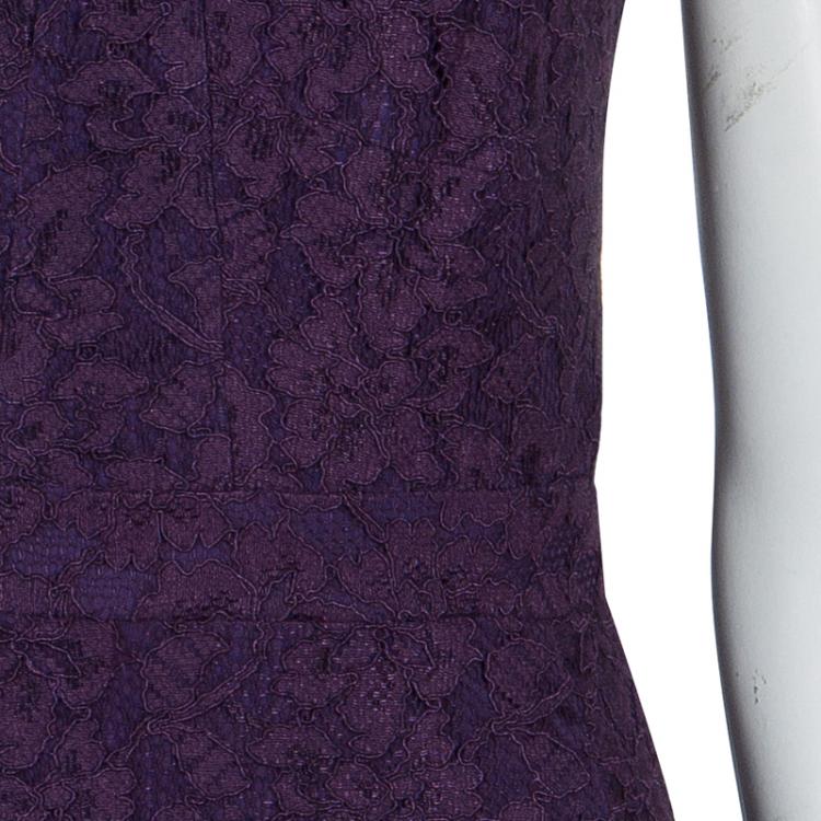 مملوكة مسبقًا Diane Von Furstenberg Purple Lace Cap Sleeve Katrina Dress L