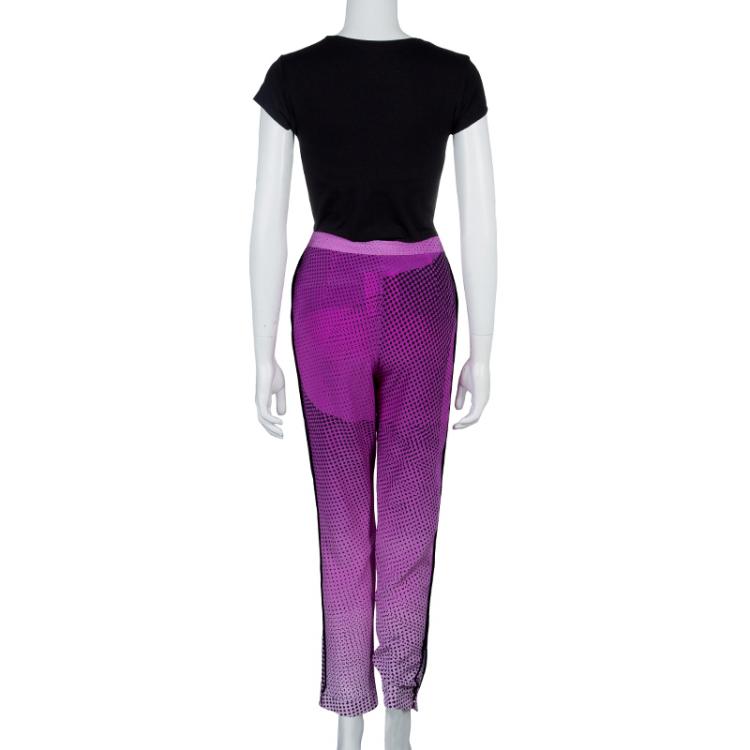 Pre Owned Diane Von Furstenberg Pink Silk Speckle Print Madison Pants M