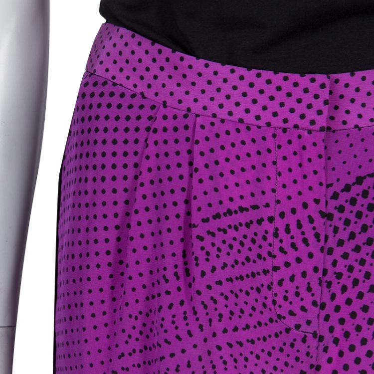 Pre Owned Diane Von Furstenberg Pink Silk Speckle Print Madison Pants M