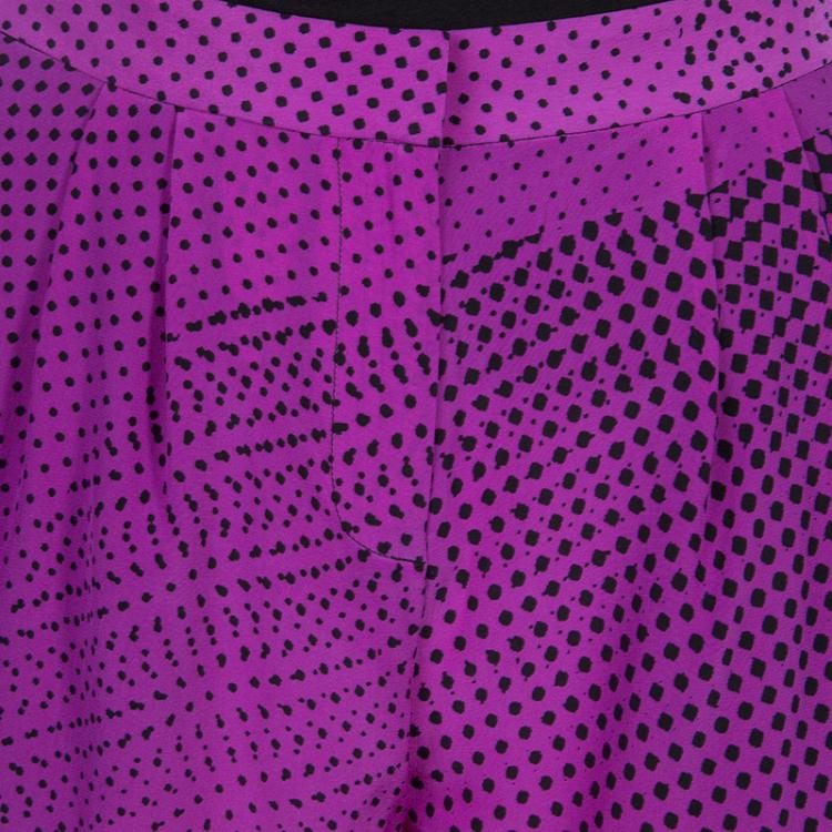 Pre Owned Diane Von Furstenberg Pink Silk Speckle Print Madison Pants M