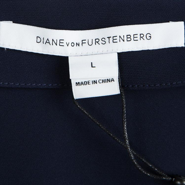 مملوكة مسبقًا Diane Von Furstenberg Midnight Blue Kora Tunic Dress L