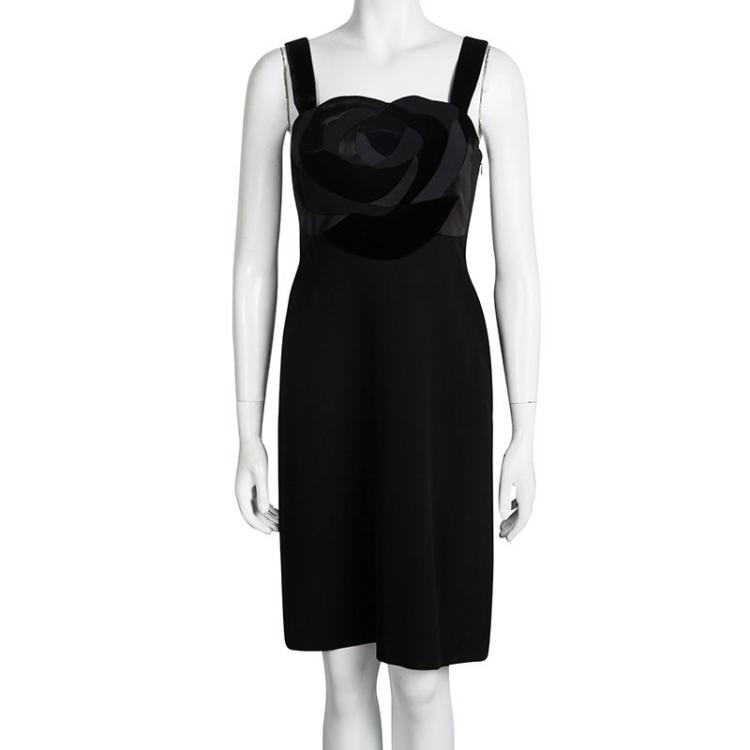 Pre Owned Diane Von Furstenberg Black Floral Patchwork Detail Darling Dress S