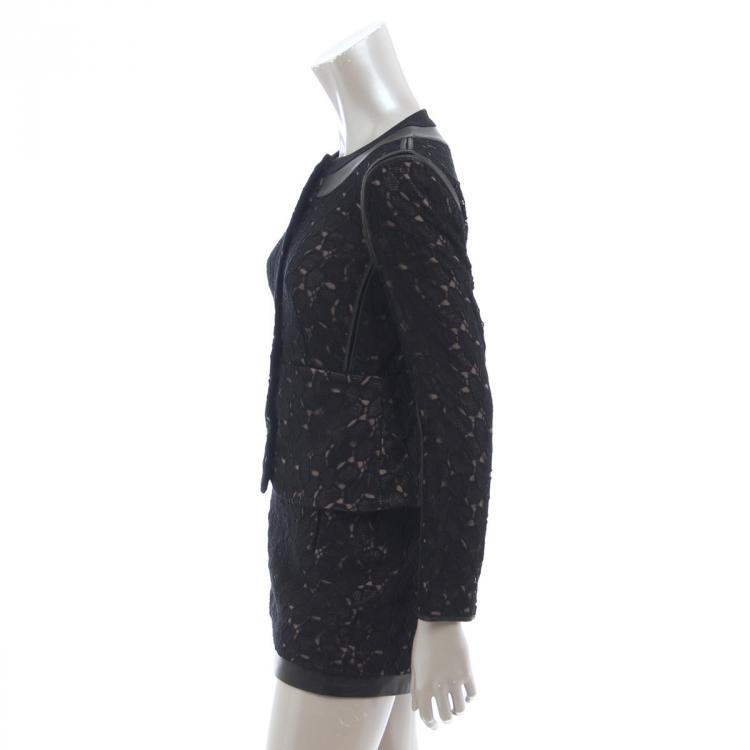 Pre Owned Diane Von Furstenberg Black Pebble Lace Skirt Suit