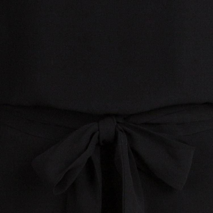 Pre Owned Diane Von Furstenberg Black Long Sleeve Belted Gwynne Jumpsuit S