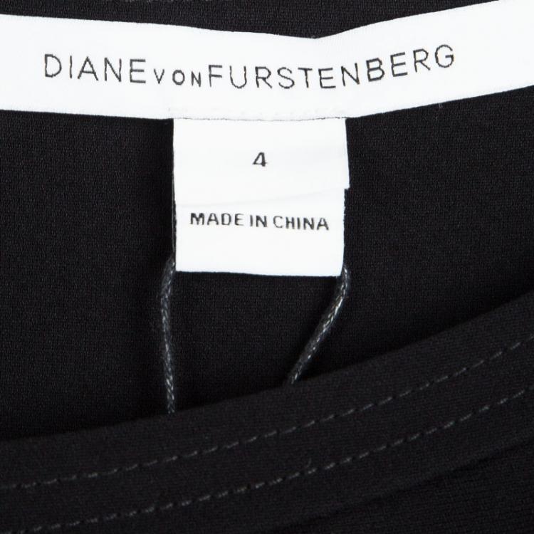Pre Owned Diane Von Furstenberg Black Long Sleeve Belted Gwynne Jumpsuit S