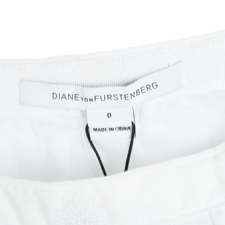 Pre Owned Diane Von Furstenberg White Cotton Sadey Eyelet Skirt XS
