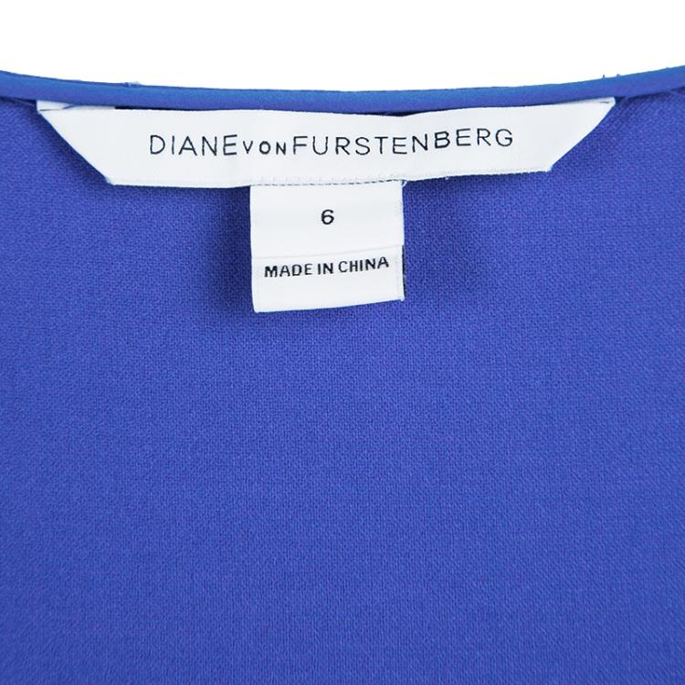 مملوكة مسبقًا Diane Von Furstenberg Blue Fitted Megan Dress M