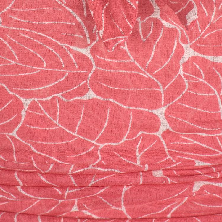 Pre Owned Diane Von Furstenberg Pink Abstract Print Silk  Ruched Tommy Top M
