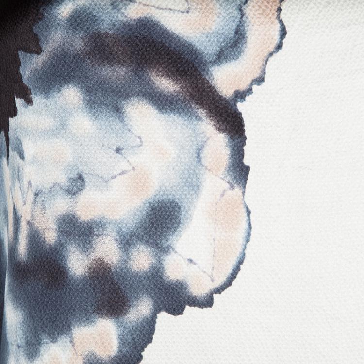 Pre Owned Diane Von Furstenberg Cream Poppy Print Silk Oversized Blouse XL