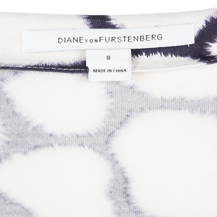 مملوكة مسبقًا Diane Von Furstenberg Multicolor Printed Silk New Julian Two Wrap Dress M