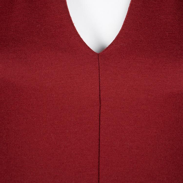 Pre Owned Diane Von Furstenberg Red Wool Short Sleeve Aurora Sheath Dress S