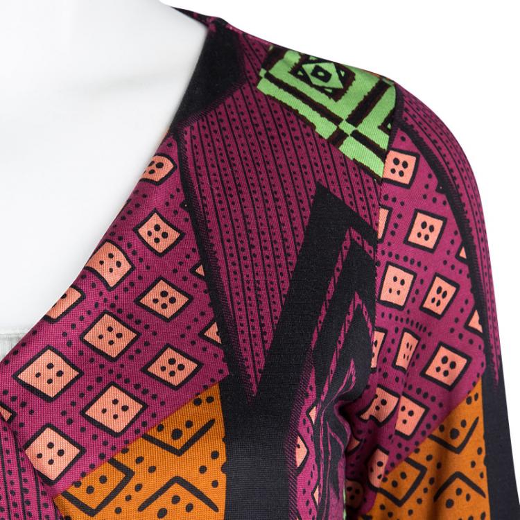مملوكة مسبقًا Diane Von Furstenberg Multicolor Printed  Jersey New Julian Two Wrap Dress S