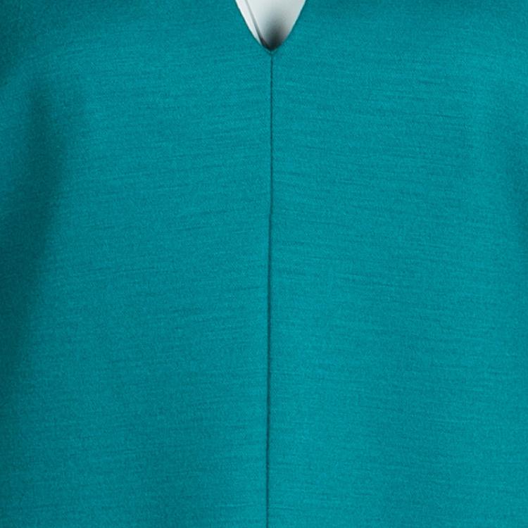Pre Owned Diane Von Furstenberg Blue Wool Short Sleeve Aurora Sheath Dress L
