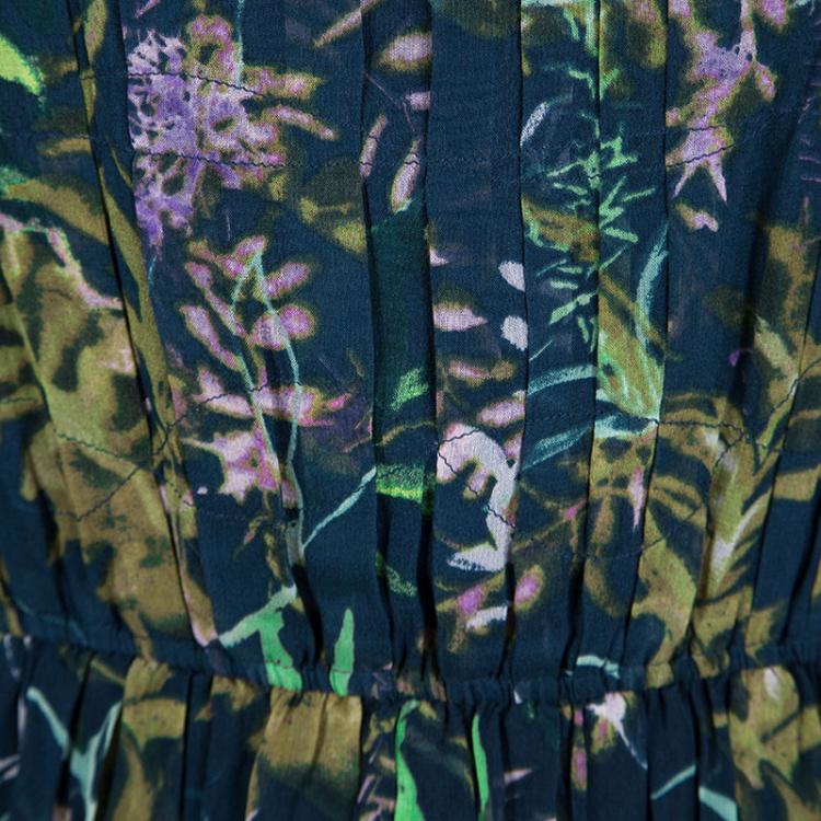 مملوكة مسبقًا Diane Von Furstenberg Printed Silk Chiffon Pleated Pialla Dress L