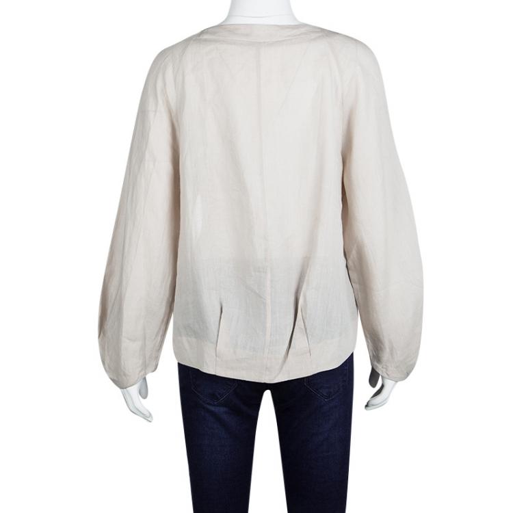 مملوكة مسبقًا Diane Von Furstenberg New Moon Grey Long Sleeve Elima Blouse L