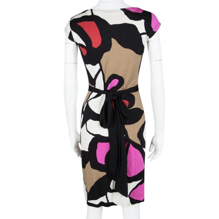 مملوكة مسبقًا Diane Von Furstenberg Multicolor Printed Silk Abri Wrap Dress M