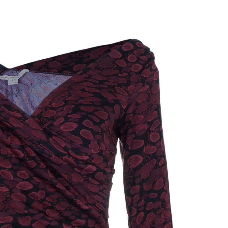 Pre Owned Diane Von Furstenberg Red Bentley Ruched Dress M