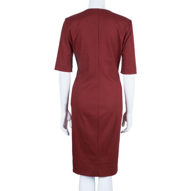 Pre Owned Diane Von Furstenberg Aurora Wool Sheath Dress L