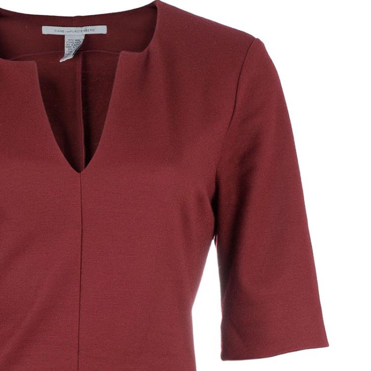 Pre Owned Diane Von Furstenberg Aurora Wool Sheath Dress L