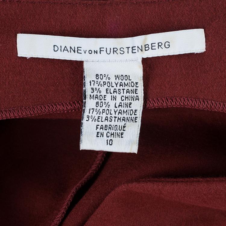 Pre Owned Diane Von Furstenberg Aurora Wool Sheath Dress L