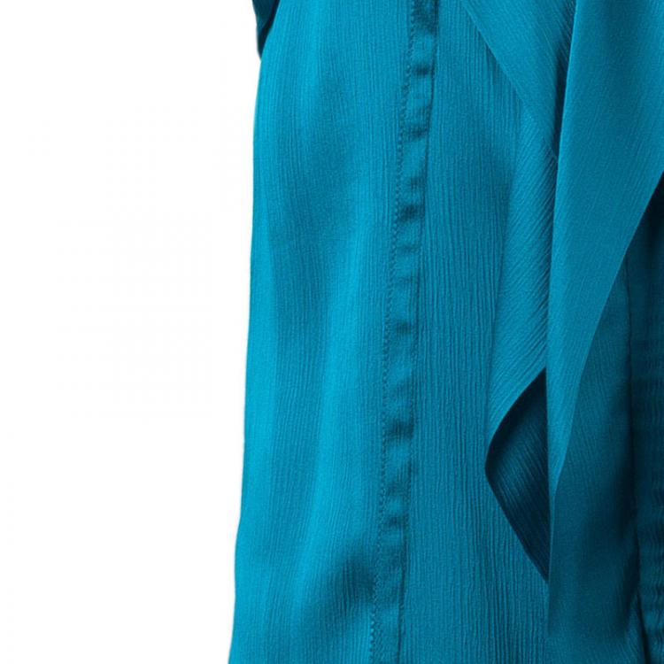 Pre Owned Diane Von Furstenberg Turquoise Silk Ayala Top S