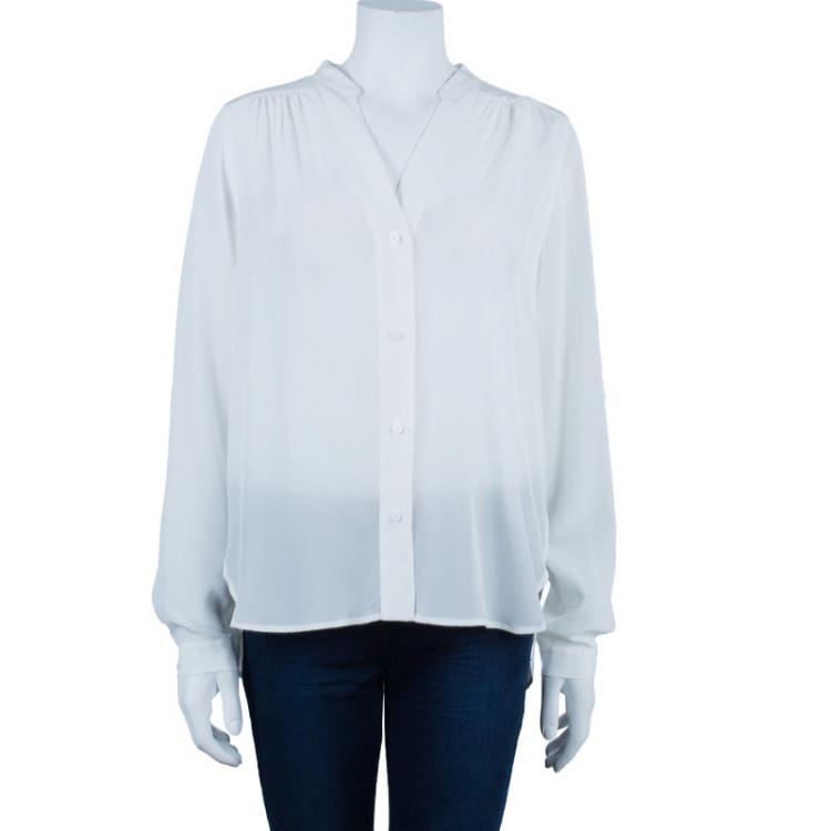 Pre Owned Diane Von Furstenberg White Harlow Blouse M