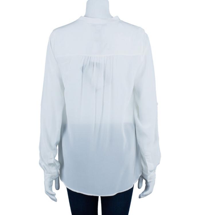 Pre Owned Diane Von Furstenberg White Harlow Blouse M