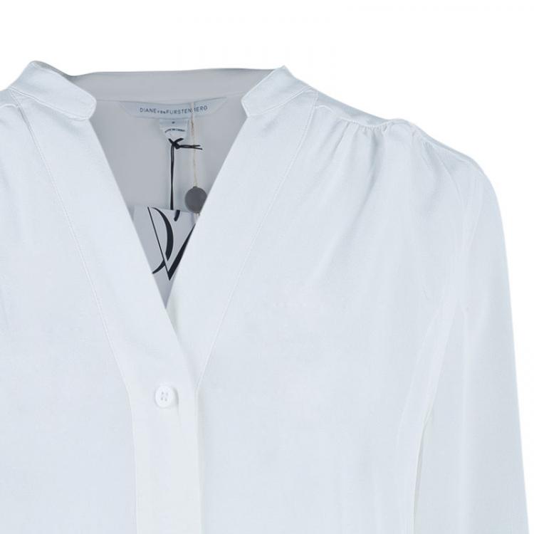 Pre Owned Diane Von Furstenberg White Harlow Blouse M