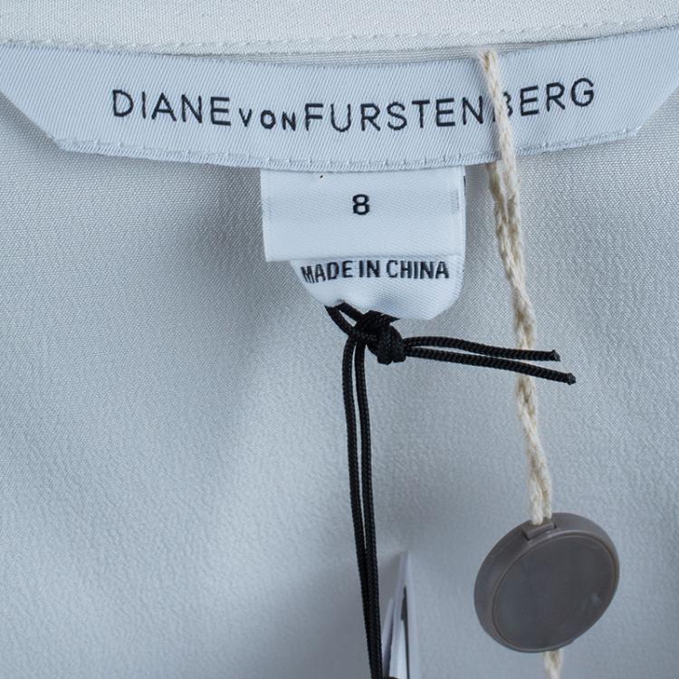 Pre Owned Diane Von Furstenberg White Harlow Blouse M