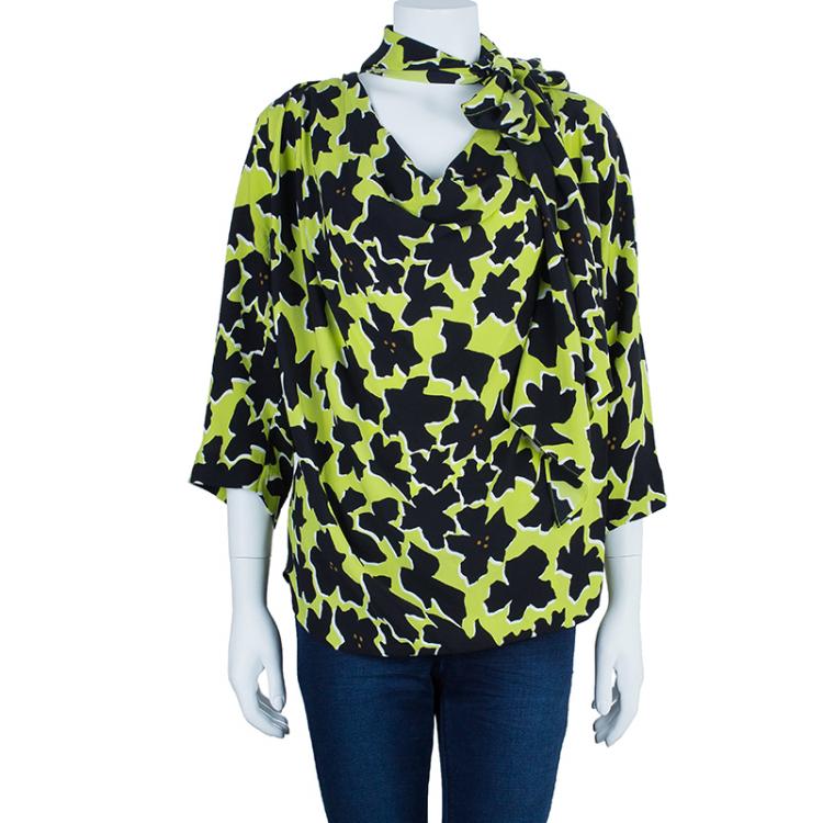 Pre Owned Diane Von Furstenberg Theresa Printed Top L