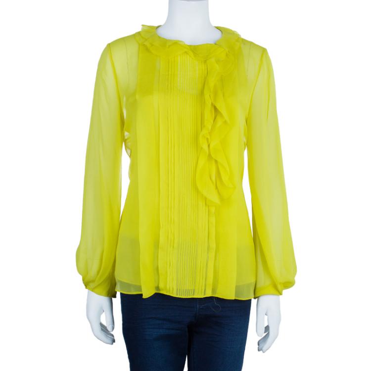 مملوكة مسبقًا Diane Von Furstenberg Yellow Kelly Top L
