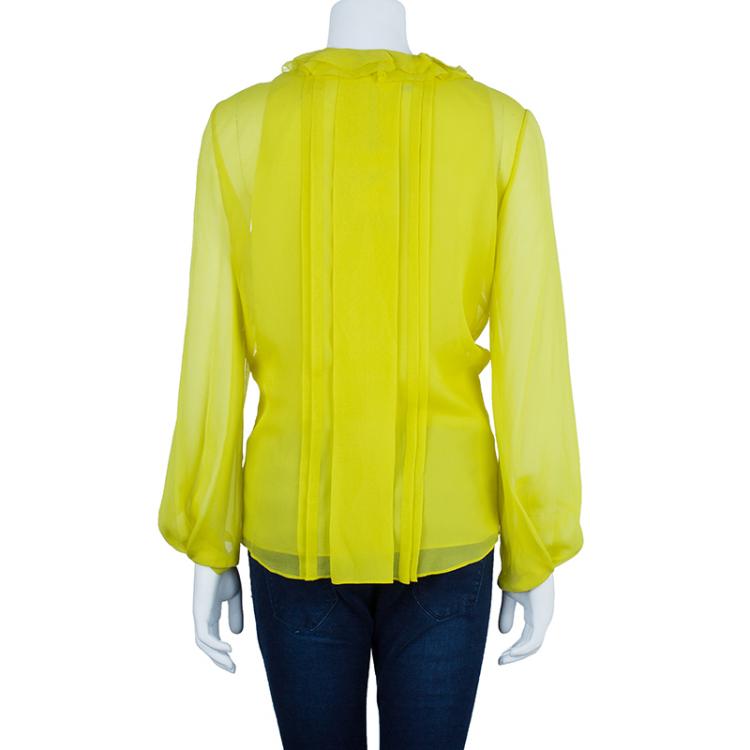 مملوكة مسبقًا Diane Von Furstenberg Yellow Kelly Top L