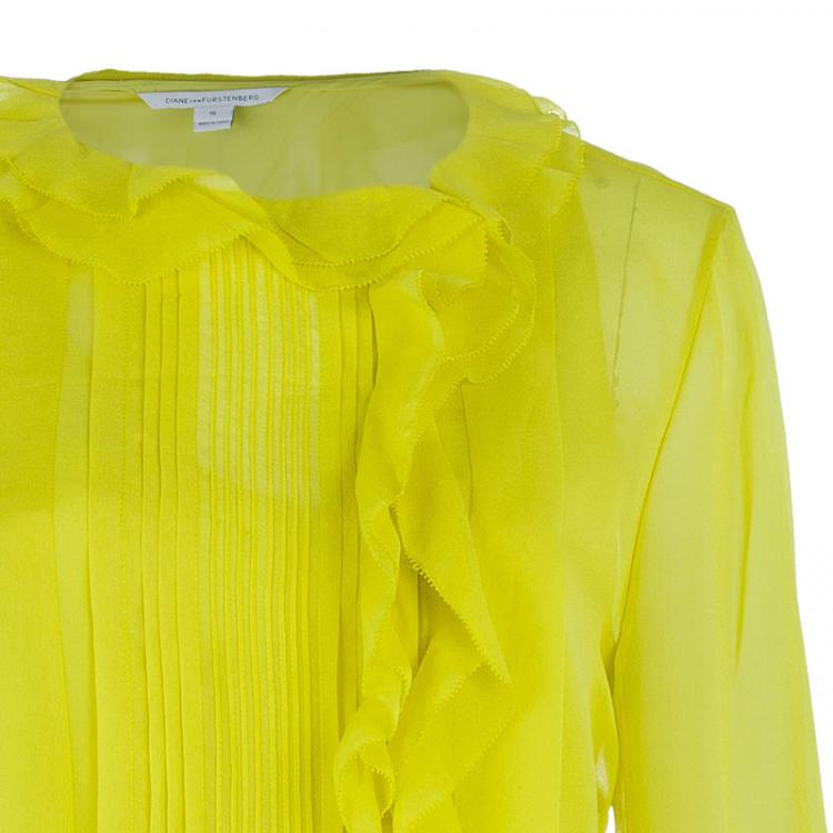 مملوكة مسبقًا Diane Von Furstenberg Yellow Kelly Top L