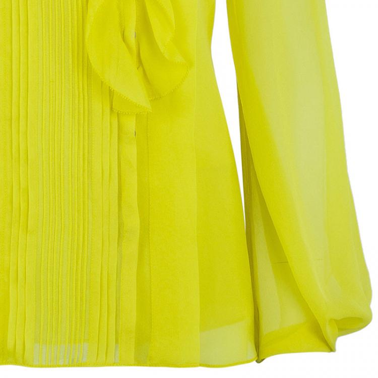 مملوكة مسبقًا Diane Von Furstenberg Yellow Kelly Top L