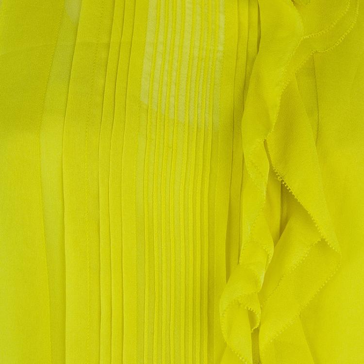 مملوكة مسبقًا Diane Von Furstenberg Yellow Kelly Top L