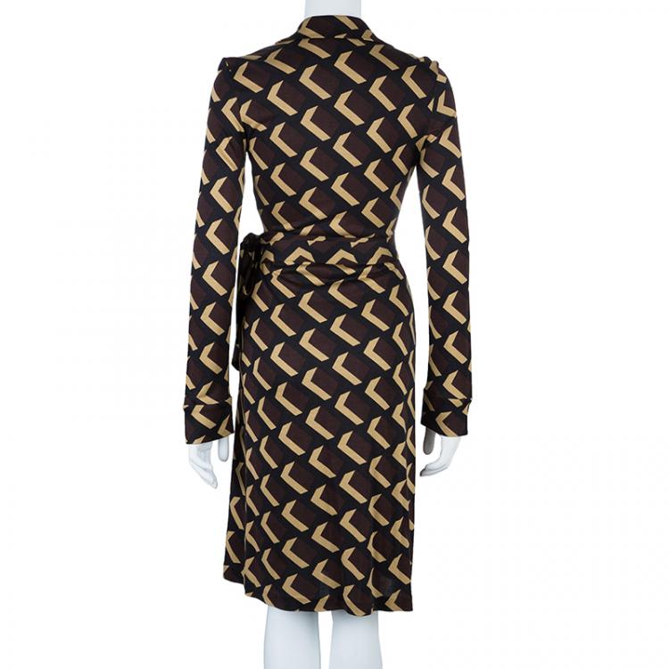 Pre Owned Diane von Furstenberg Vintage Geo Print Jeanne Wrap Dress S