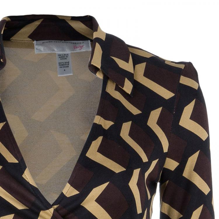 Pre Owned Diane von Furstenberg Vintage Geo Print Jeanne Wrap Dress S