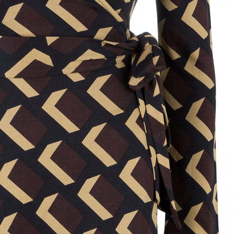 Pre Owned Diane von Furstenberg Vintage Geo Print Jeanne Wrap Dress S
