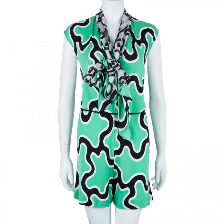 Pre Owned Diane Von Furstenberg Zebina Printed Playsuit M