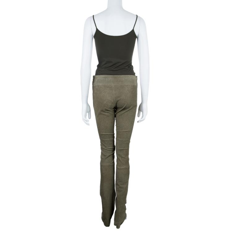 Pre Owned Diane Von Furstenberg Gretel Weathered Leather Pants S