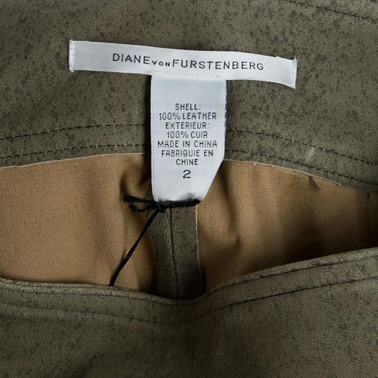 Pre Owned Diane Von Furstenberg Gretel Weathered Leather Pants S