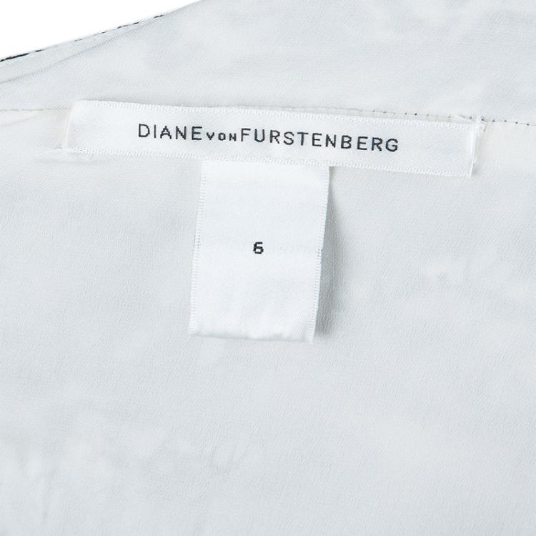 Pre Owned Diane von Furstenberg Monochrome Print Lacie Dress M