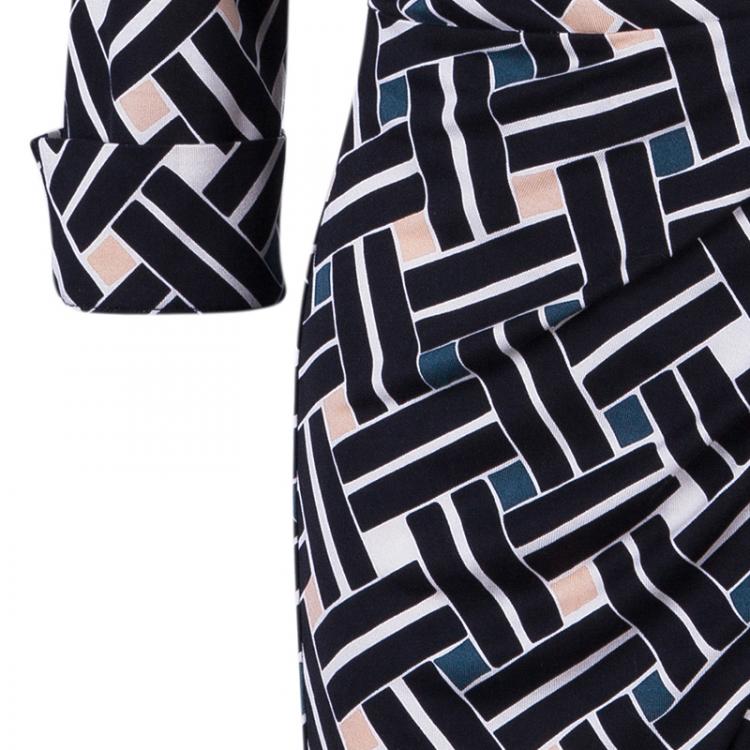 Pre Owned Diane Von Furstenberg Printed Long Sleeve Skylar PlaySuit M