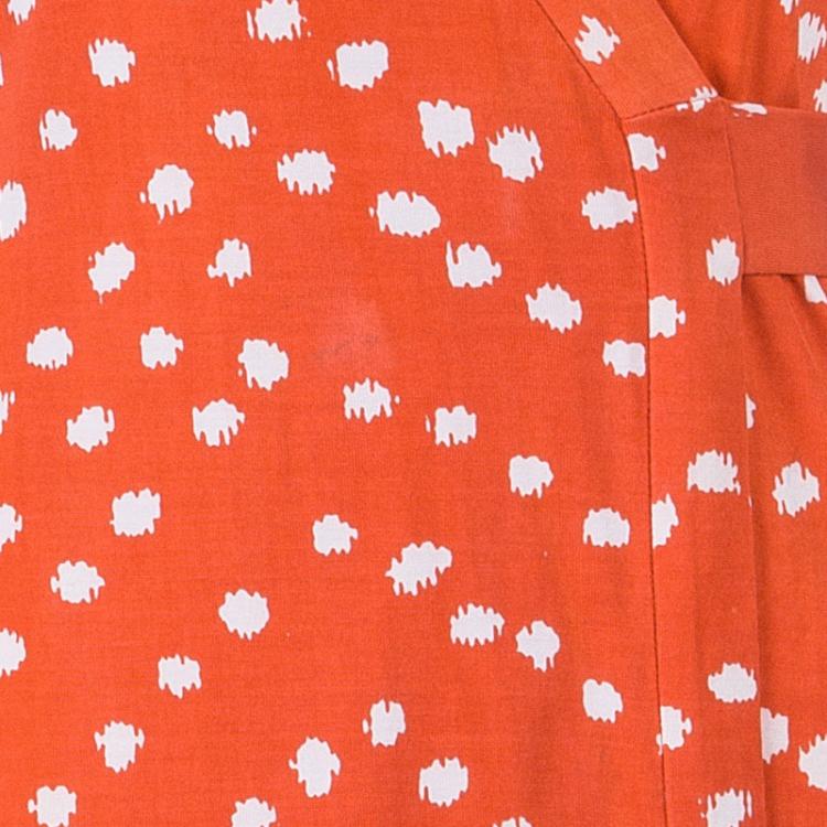 Pre Owned Diane von Furstenberg Tangerine Dotted New Jeanne Two Wrap Dress XS