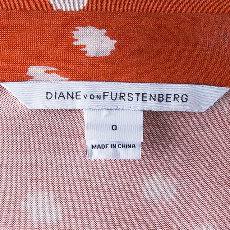 Pre Owned Diane von Furstenberg Tangerine Dotted New Jeanne Two Wrap Dress XS