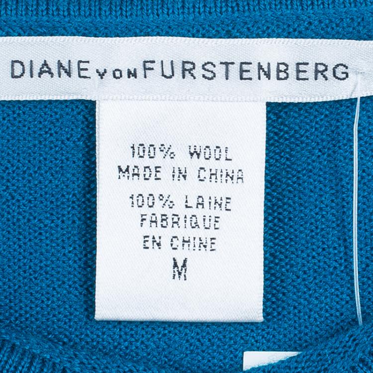 مملوكة مسبقًا Diane von Furstenberg Teal Mulan Knit Dress M
