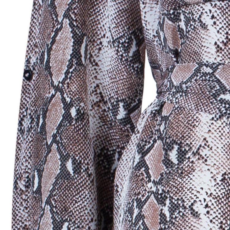 Pre Owned Diane von Furstenberg Brown Snake Print Silk Polly Dress L