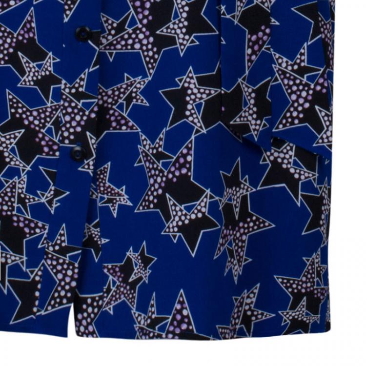 Pre Owned Diane von Furstenberg Blue Belted Star Prita Dress L