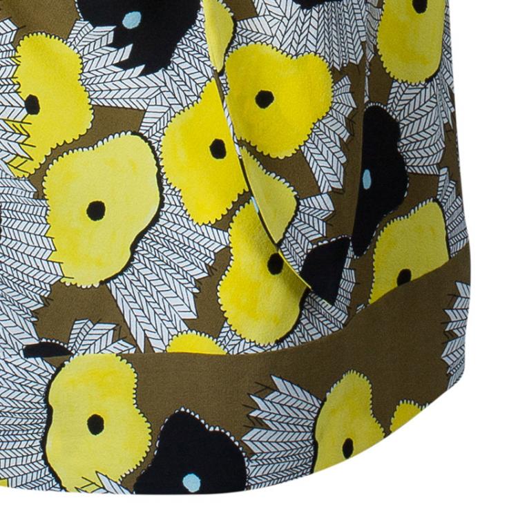Pre Owned Diane von Furstenberg Yellow Floral Print New Della Print Lily Crepe Dress L