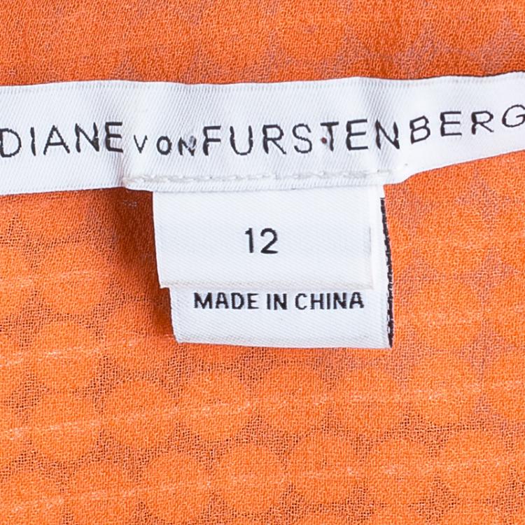 مملوكة مسبقًا Diane von Furstenberg Neon Orange Kei Embellished Top L